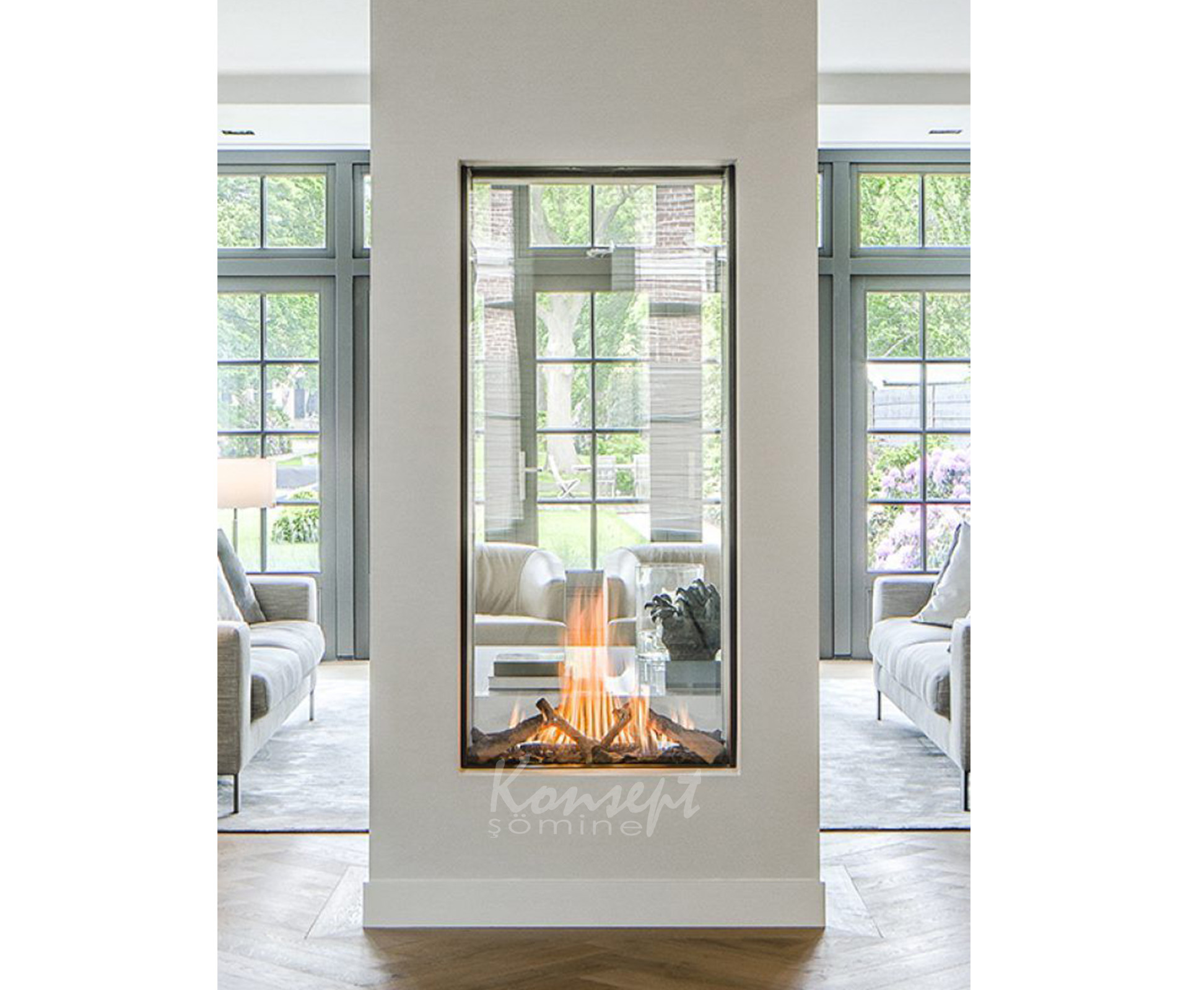 Natural gas double sided fireplace 02