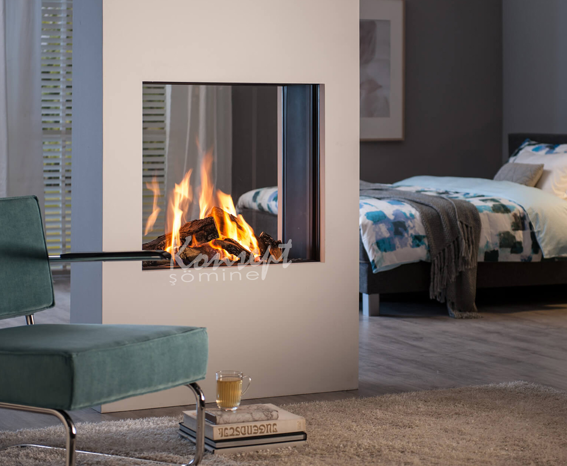 Doğalgazlı Çift Taraflı şömine 04