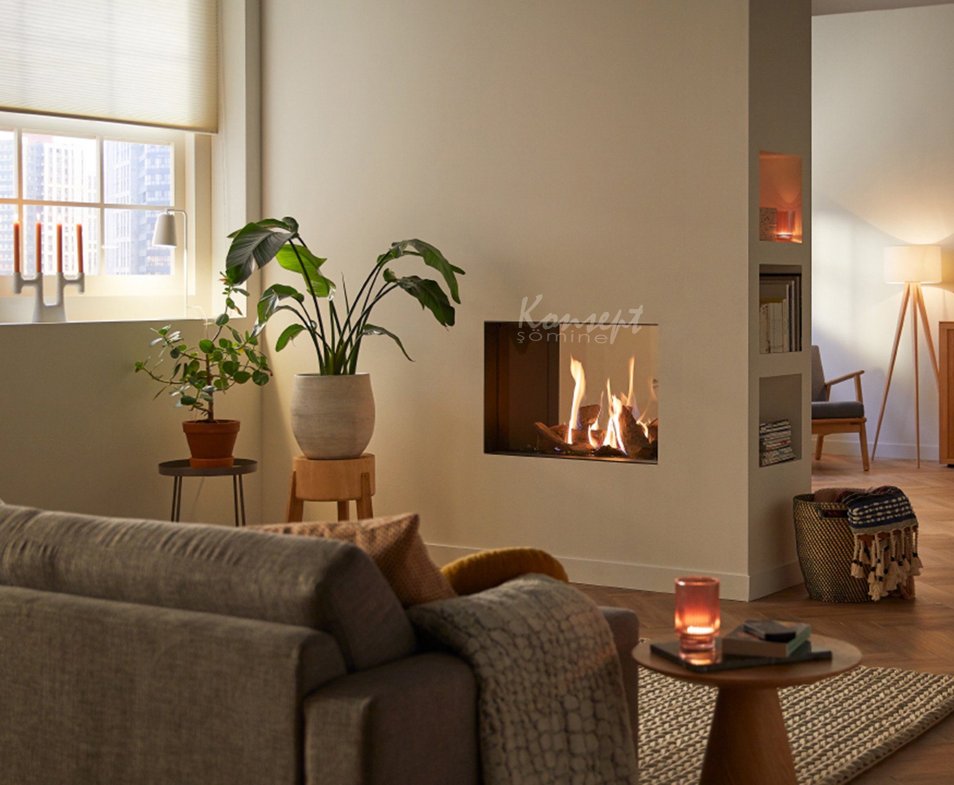 Doğalgazlı Çift Taraflı şömine 05