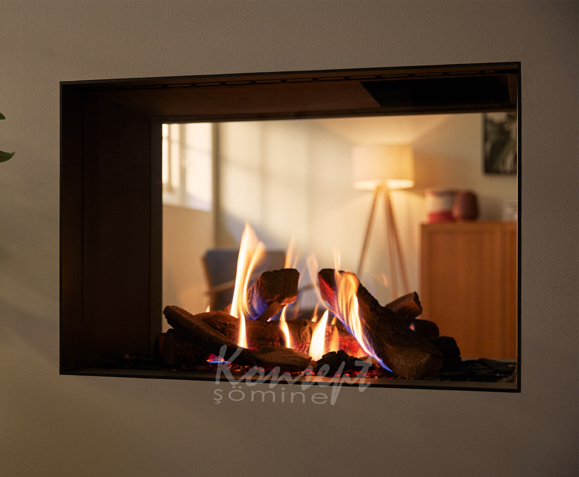 Doğalgazlı Çift Taraflı şömine 05