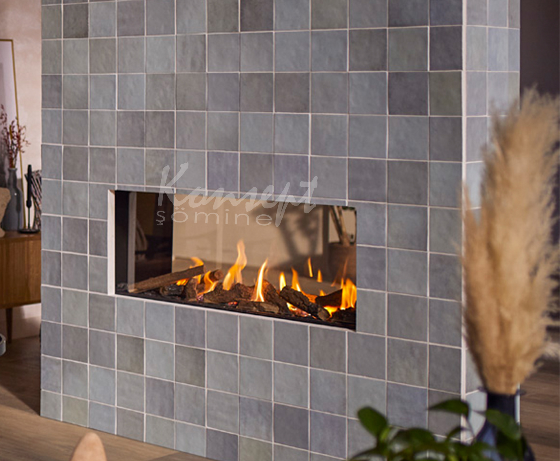 Doğalgazlı Çift Taraflı şömine 06