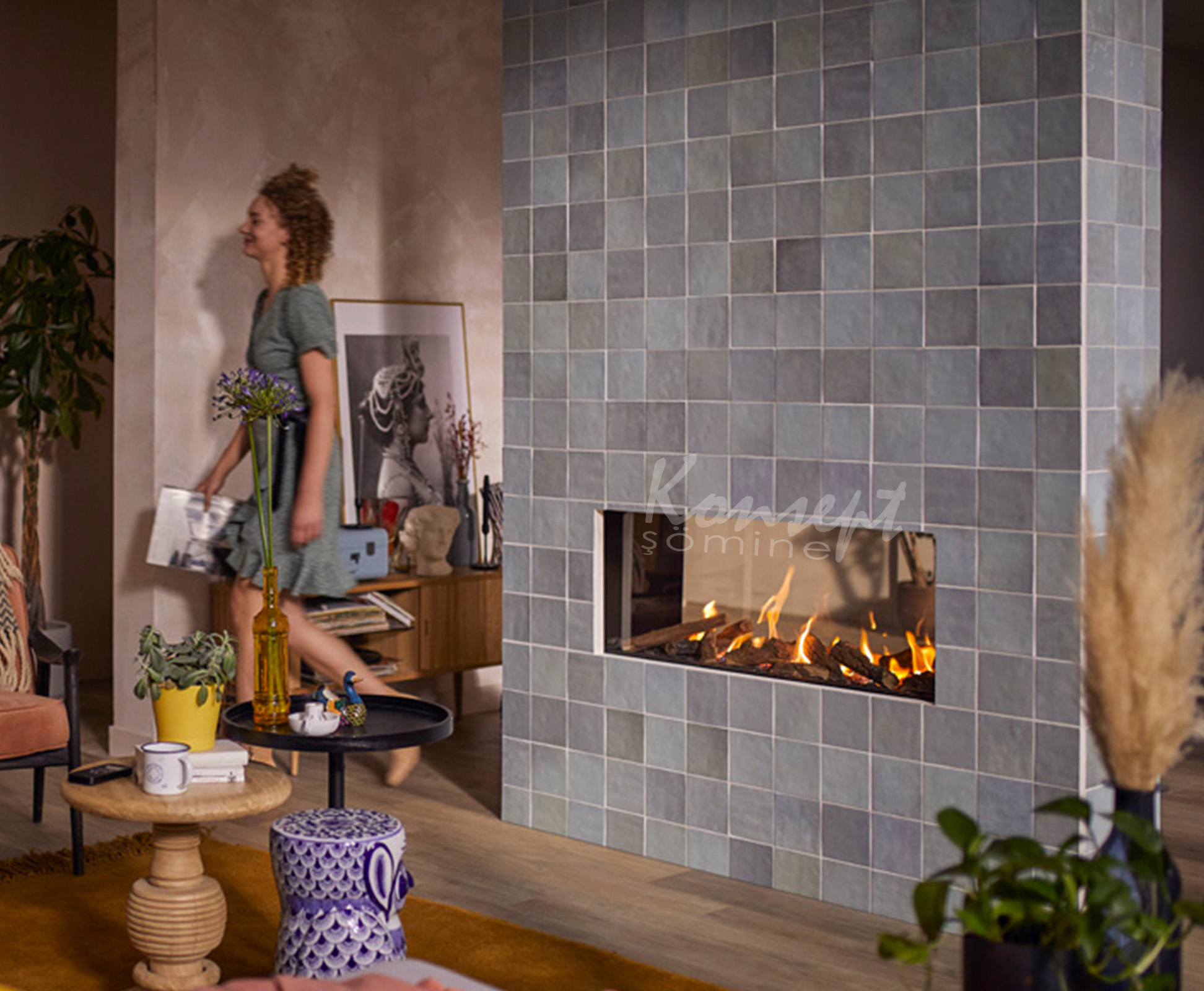 Doğalgazlı Çift Taraflı şömine 06