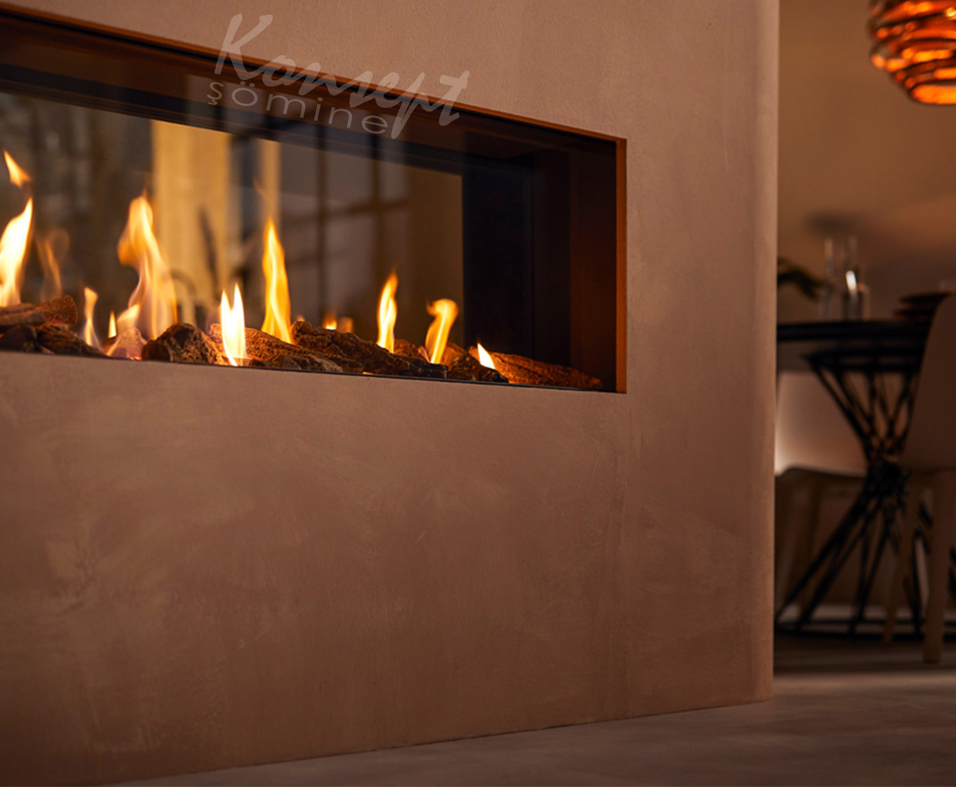 Doğalgazlı Çift Taraflı şömine 07