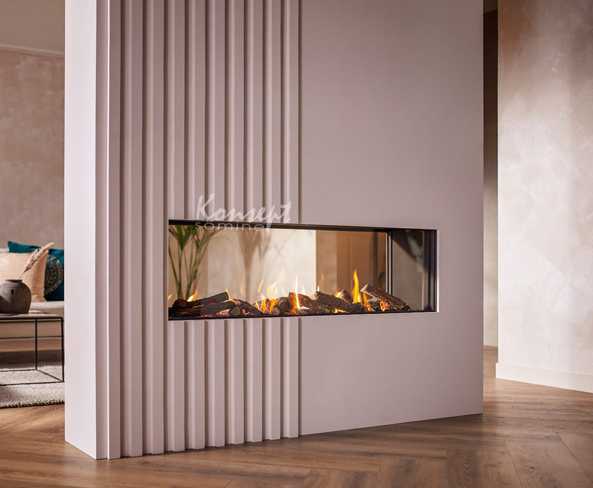 Doğalgazlı Çift Taraflı şömine 08