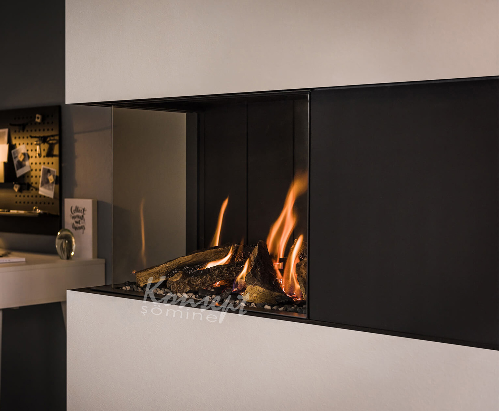 Doğalgazlı L Tipi şömine 02