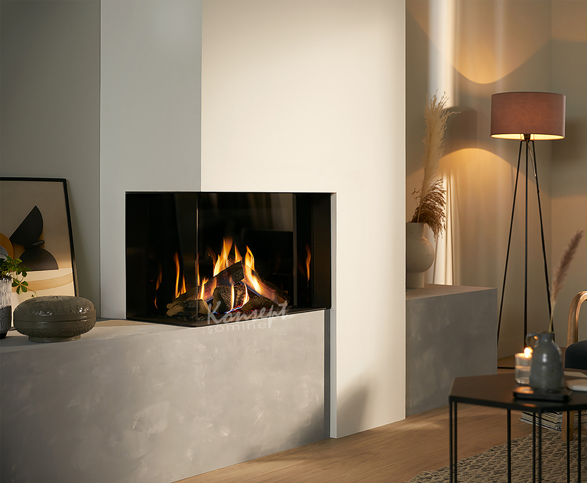 Doğalgazlı L Tipi şömine 03