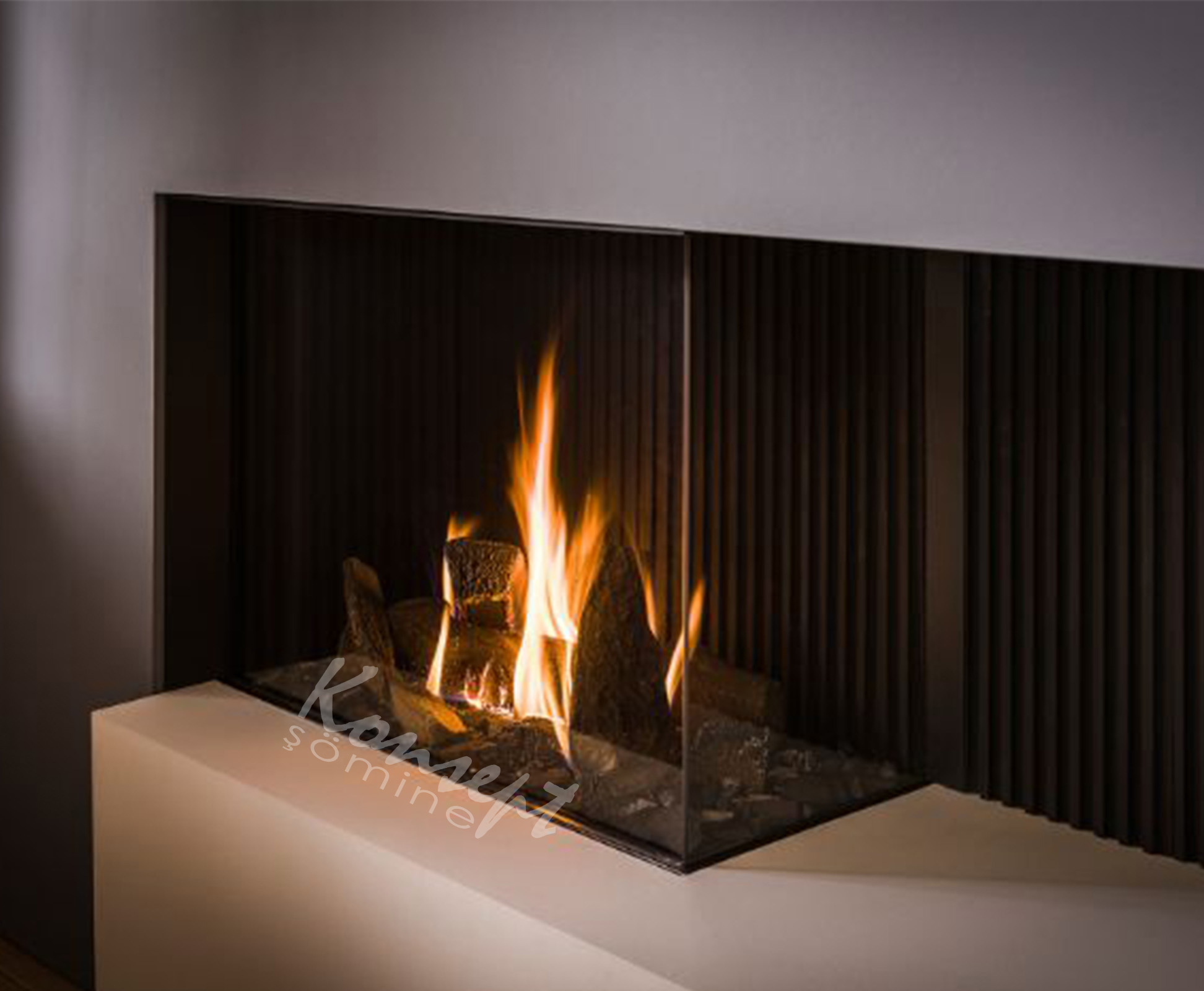 Doğalgazlı L Tipi şömine 04