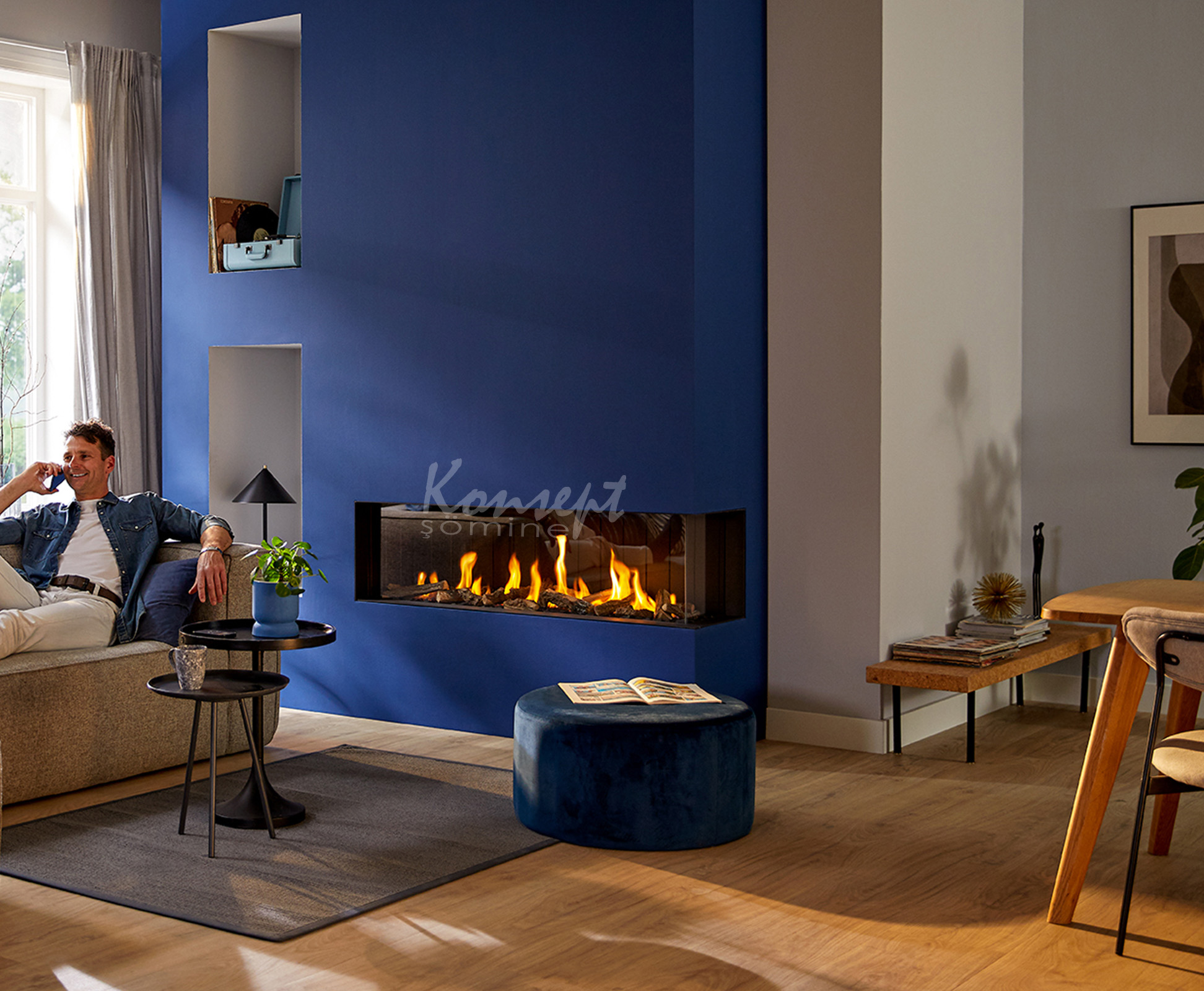 Doğalgazlı L Tipi şömine 07