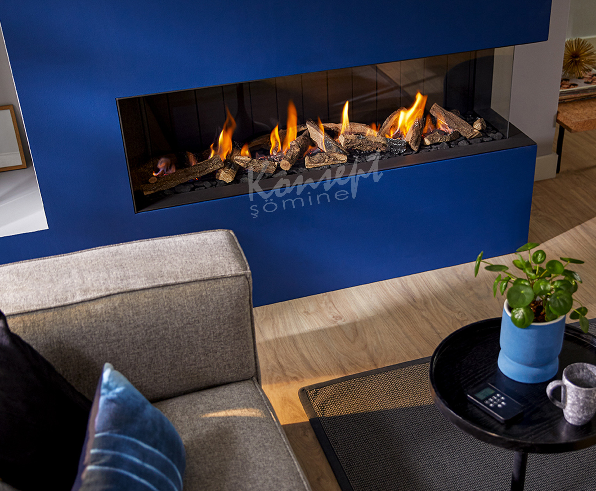 Doğalgazlı L Tipi şömine 07