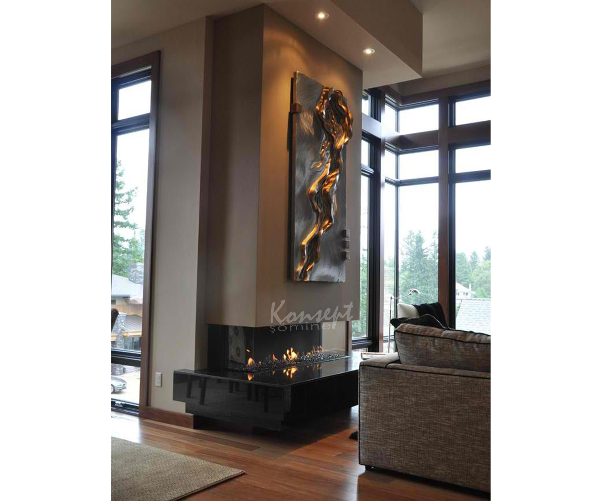 Natural gas U Type fireplace 01