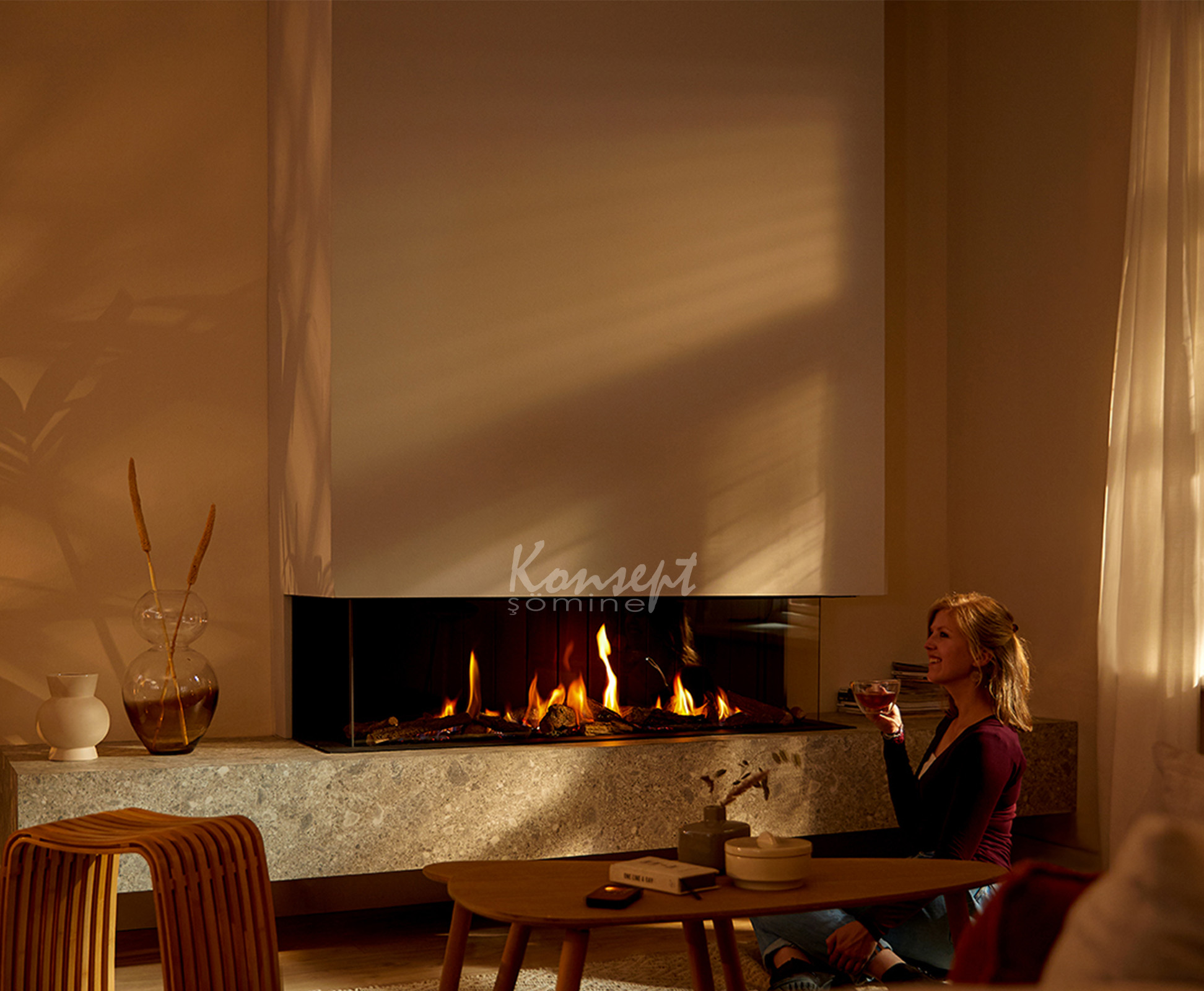 Natural gas U Type fireplace 09