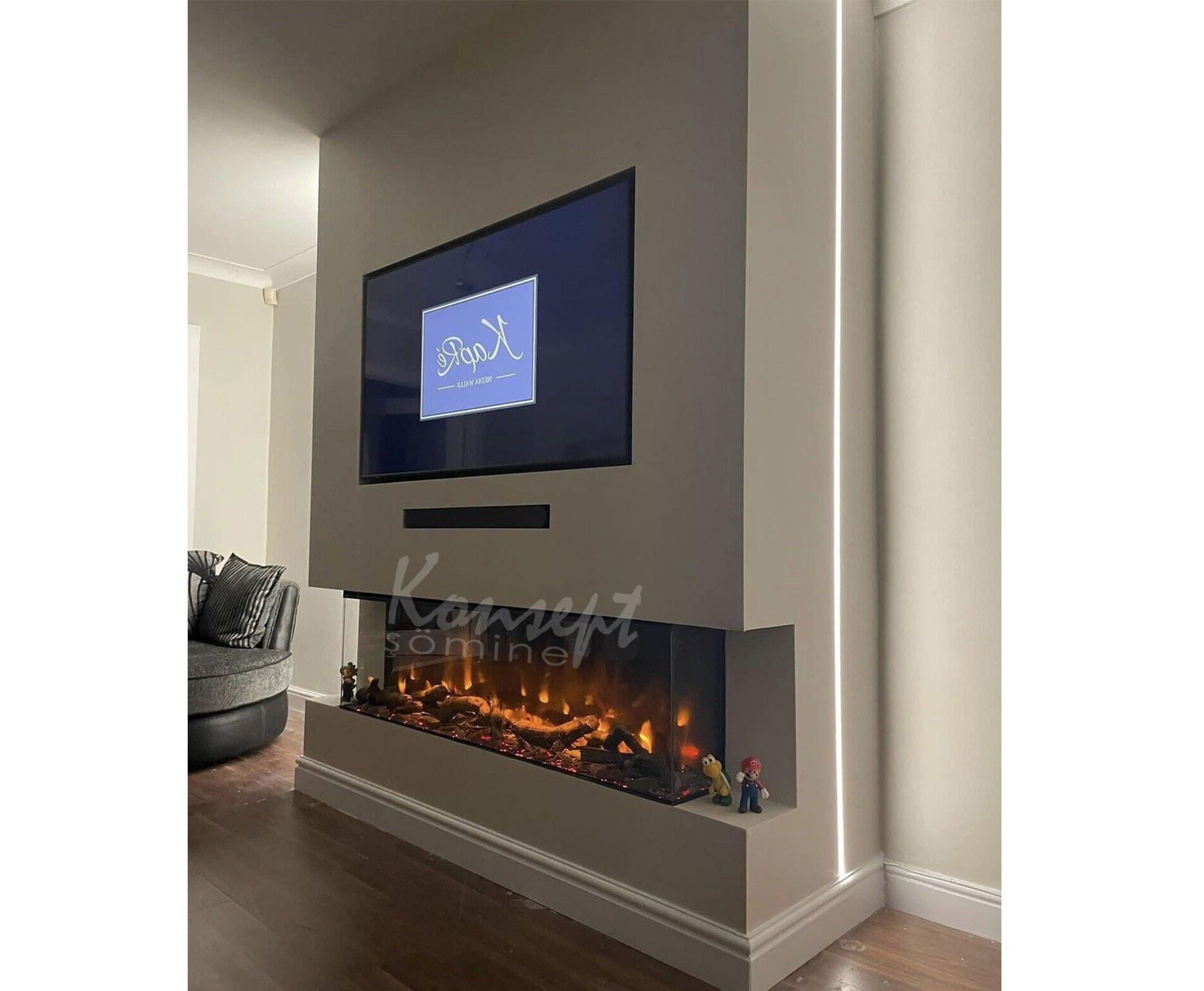 U Tipi Elektrikli Şömine 03