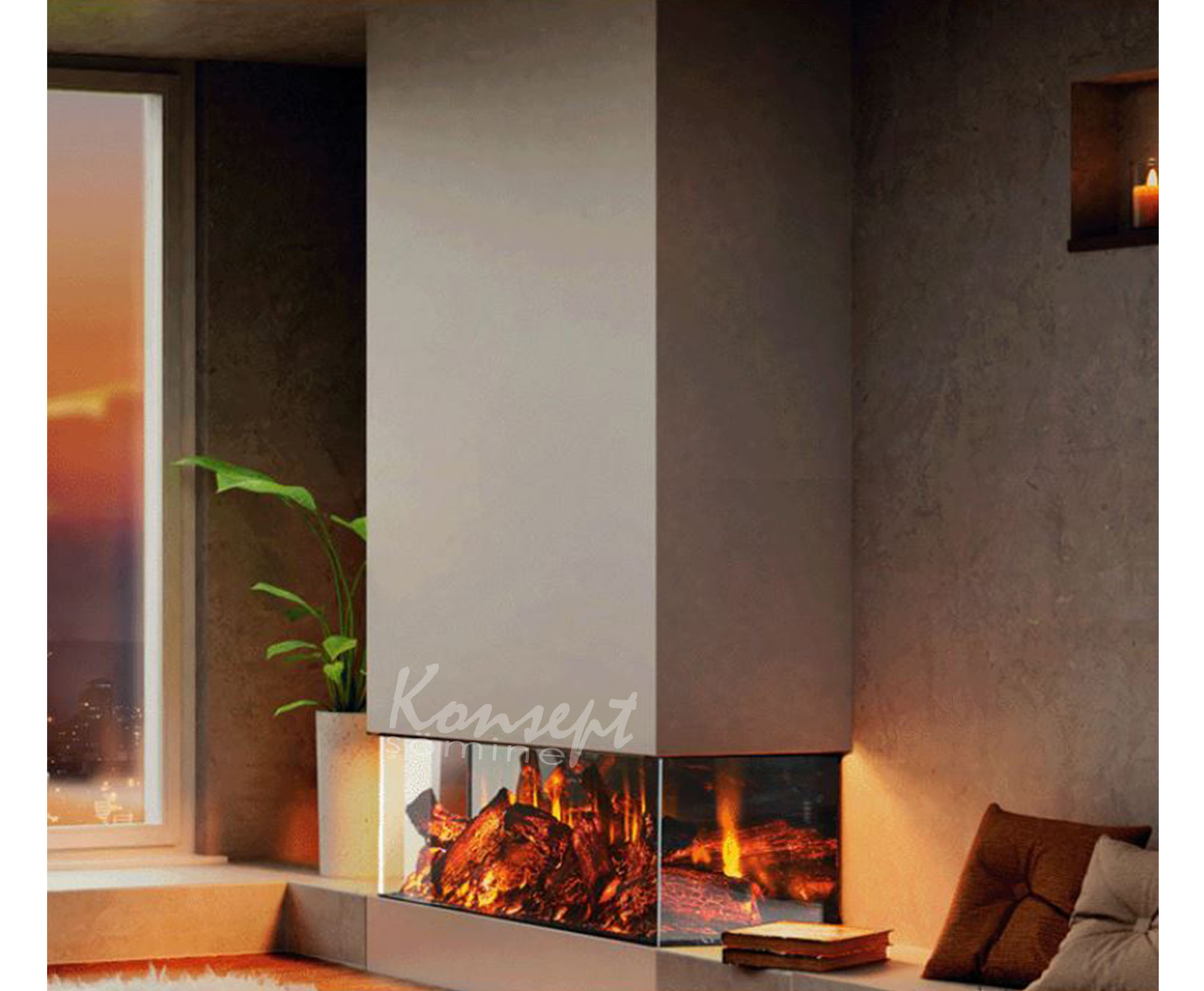 U Tipi Elektrikli Şömine 07